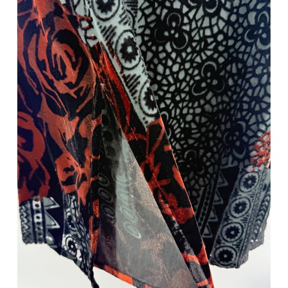 Coldwater Creek Velvet Burnout Shirt Dress Tunic 1X Floral Button Down Artsy EUC - Picture 8 of 12